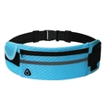 Sky blue running waist bag with breathable mesh and reflective safety strip - Breathable Mesh (Blue)