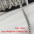 2mm silver stainless steel box chain for DIY jewelry making, 30g per 2 meters length - Bead Chain (H1900) / 2mm (2 Meters/Pack) / Steel