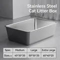 Extra large open stainless steel cat litter box with high splash guard and deep design - High Fence Model / Small (45x35x20cm)