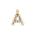 Detailed view of a gold letter A pendant with inlaid white pearls and a blue pearl accent - Pearl Letter A - Blue