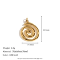 18K gold plated stainless steel spiral charm pendant with dimensions and weight specs - Donut Pendant