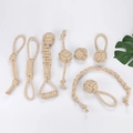 7-piece cream white cotton rope dog chew toy set for teething and interactive play - Set of 8 Pieces 970g