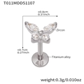 Titanium butterfly labret stud earring with sparkling zircon crystal butterfly top - Steel Color Lip Stud (T011)
