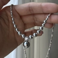 925 silver necklace with gradient grey pearls and a sparkling solitaire centerpiece - Grey Pearl Zirconia Pendant (XL296-2)