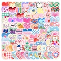 A vibrant assortment of heart-shaped waterproof stickers with colorful doodle designs - Heart Mixed Graffiti(YYJQ100-0238)