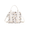 Off-white corduroy crossbody bag with yellow tulip floral pattern and shoulder strap - Yellow Tulip