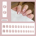 Rosa Katzenauge-Drucknägel-Set mit 24 schimmernden kurzen künstlichen Nagelspitzen - MY032 Rosa Transparente Katzenauge (Klebertyp)