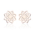 Detalle de pendientes de loto oro rosa con diseño de mandala geométrico y simétrico - Oro rosa