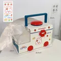 Ambulance-shaped medicine storage box in white and blue with cute rabbit stickers - Sticker Style / Green Ambulance Medicine Box