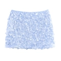 Detailed view of light blue sequined mini skirt with reflective circular sequins texture - XS / Sky Blue