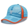 Sky blue and orange breathable mesh baseball cap with Sport Fashion rubber patch - Adjustable / Lake Blue with Orange