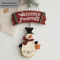 Adorno navideño de madera con muñeco de nieve y cartel Welcome Friends para decoración - Muñeco de Nieve