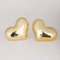 Polished gold heart earrings measuring 2.21cm by 2.27cm and weighing 4.2g - Gold Rounded Heart (E01595-4)