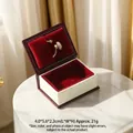 Vintage book-shaped jewelry box in deep red with velvet interior and magnetic closure - Leatherette Paper / Mini Ring Box (Leatherette Paper) / Red