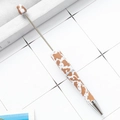 Creative DIY plastic beaded ballpoint pen featuring a brown and white cow print pattern - Brown and White Cow Pattern (86)