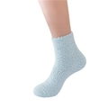 Light blue fluffy coral fleece slipper socks for women with a cozy plush texture - Light Blue Zircon