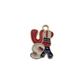 Enamel USA letter charm with red white and blue star stripes in golden finish - Flag Letters USA