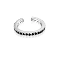 Manchette d'oreille en argent S925 avec pierres noires rondes serties en micro-pavé - Plaqué Platine avec Pierre Noire