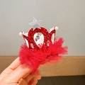 Fermaglio corona principessa rossa con paillettes, tulle e decorazione a stella - Marmo Rosso
