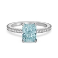 S925 sterling silver ring featuring a large rectangular light blue ice-cut gemstone - US 5 / Silver Light Blue Zirconia