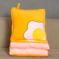 Pink and yellow 2-in-1 folding pillow blanket with cute fried egg pattern for office use - Fried Egg / Folded 40x40cm Unfolded 115x145cm
