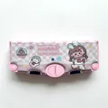 Pink multi-functional kids pencil case with astronaut theme and built-in sharpener - Cute Rabbit Girl