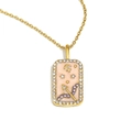 18K gold plated necklace featuring a pink enamel Sagittarius pendant with crystals - Sagittarius / Gold