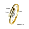 Clover open bangle in 18K gold plated titanium steel with black and white inlay - Clover Bangle (Gold)
