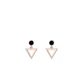 Elegant s925 silver rose gold geometric hollow triangle drop earrings with black enamel - Rose Gold