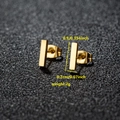 Minimalist gold bar stud earrings in stainless steel with 0.9cm length measurement - 047 Bar Gold