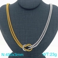 Two-tone knot necklace with gold and silver box chains on a black bust mannequin - 3mm Two-tone Necklace (KN295084-Z)