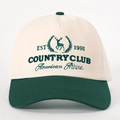 Retro color-block baseball cap in cream and green with elk club embroidery and adjustable fit - Cream/Dark Green