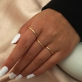 Three-piece stackable ring set in bright gold finish with textured geometric patterns - Adjustable Open / Gold 3-Piece Set (Rope/Engraved/Hammered) (ZHJZ304GL)