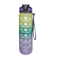 Gradiënt plastic waterfles met rietje en motiverende tijdsaanduidingen - 1000ml / Paars