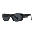 Classic black square sunglasses with grey lenses and decorative golden star rivets - C3 Black Frame Leopard Pattern Temples