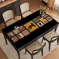 Tovaglietta vintage francese in pelle impermeabile con motivi artistici di leopardo e fiori - Stile-W (Ghepardo Nero Loto) / 60*120cm