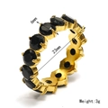 18K gold plated eternity ring featuring 6mm black oval stones and 23mm inner diameter - US 6 / Gold Black Zirconia