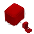 Detailed size view of red velvet ring box measuring 6cm by 5cm for jewelry storage - Single Ring Box / Red