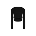 Slim fit black wool knitted sweater for women with round neck and button detail - XS / Black