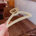 Pince à cheveux 9CM en métal doré ornée de perles blanches pour femmes élégantes - 114# Perle Demi-cercle