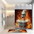 Set tenda da doccia e tappetino per Halloween con scheletro animato che fa il bagno - Scheletro del fumetto - Tenda singola / 181x188cm