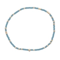 Bracciale minimalista con perline opache celeste e accenti dorati metallici - Blu Smerigliato/Perline Dorate