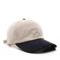 Corduroy baseball cap in navy blue and beige contrast color scheme for outdoor wear - Navy Blue