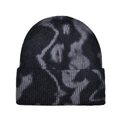 Gros plan sur la maille côtelée épaisse et le motif tie-dye gris et noir du bonnet - Tie-Dye Noir Gris