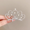 Elegant silver crown hair comb with sparkling rhinestones and white pearls for girls - 2# Phoenix Tail Pearl Hair Comb