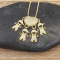 Collana a cuore placcata oro 18k con quattro ciondoli bimbo e pavé di cristalli fini - 4 Ragazzi