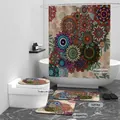 4-piece bathroom set with colorful mandala print shower curtain and matching floor mats - Geometric Circle-7