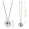 Silver mirror disco ball necklace with 3cm pendant and 35cm bead chain for party decor - Silver