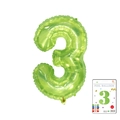 Green number 3 aluminum foil balloon, 32-inch size for party decor with card packaging - 40-inch Jelly Green 3 With Paper Card