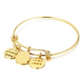 Golden Aquarius zodiac charm bracelet with minimalist elastic open design in polished finish - Gold Aquarius (KB88094-Z)